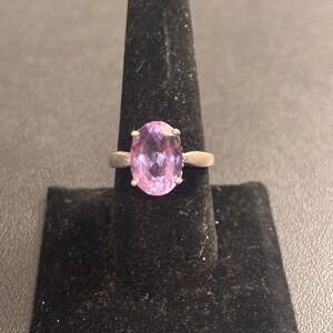 Vintage Kabana Sterling Silver Natural Amethyst Gemstone Open Work Ring Size 9